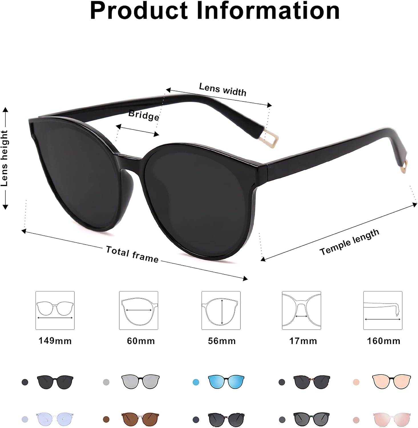 image:imageSOJOS Fashion Round Sunglasses for Women Men Oversized Vintage Shades SJ2057BlackGrey