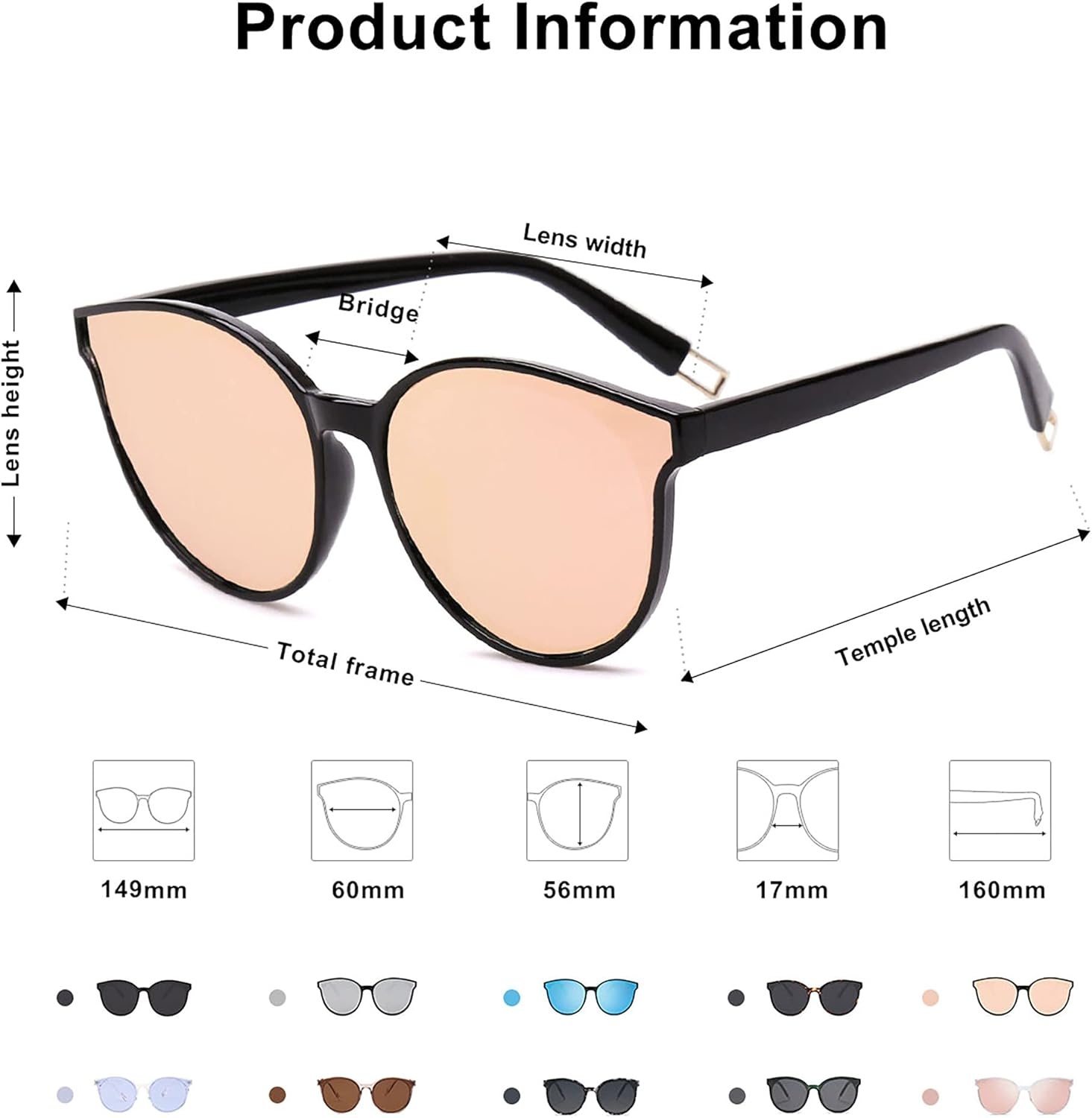 image:imageSOJOS Fashion Round Sunglasses for Women Men Oversized Vintage Shades SJ2057BlackPink