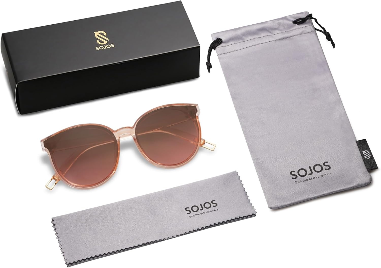 image:imageSOJOS Fashion Round Sunglasses for Women Men Oversized Vintage Shades SJ2057ClearBrown