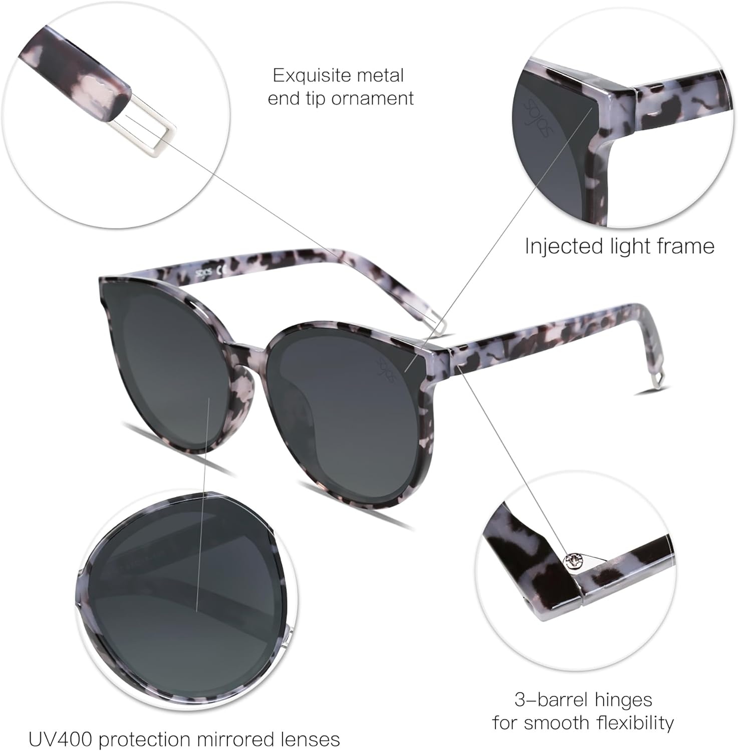 image:imageSOJOS Fashion Round Sunglasses for Women Men Oversized Vintage Shades SJ2057GreyGrey