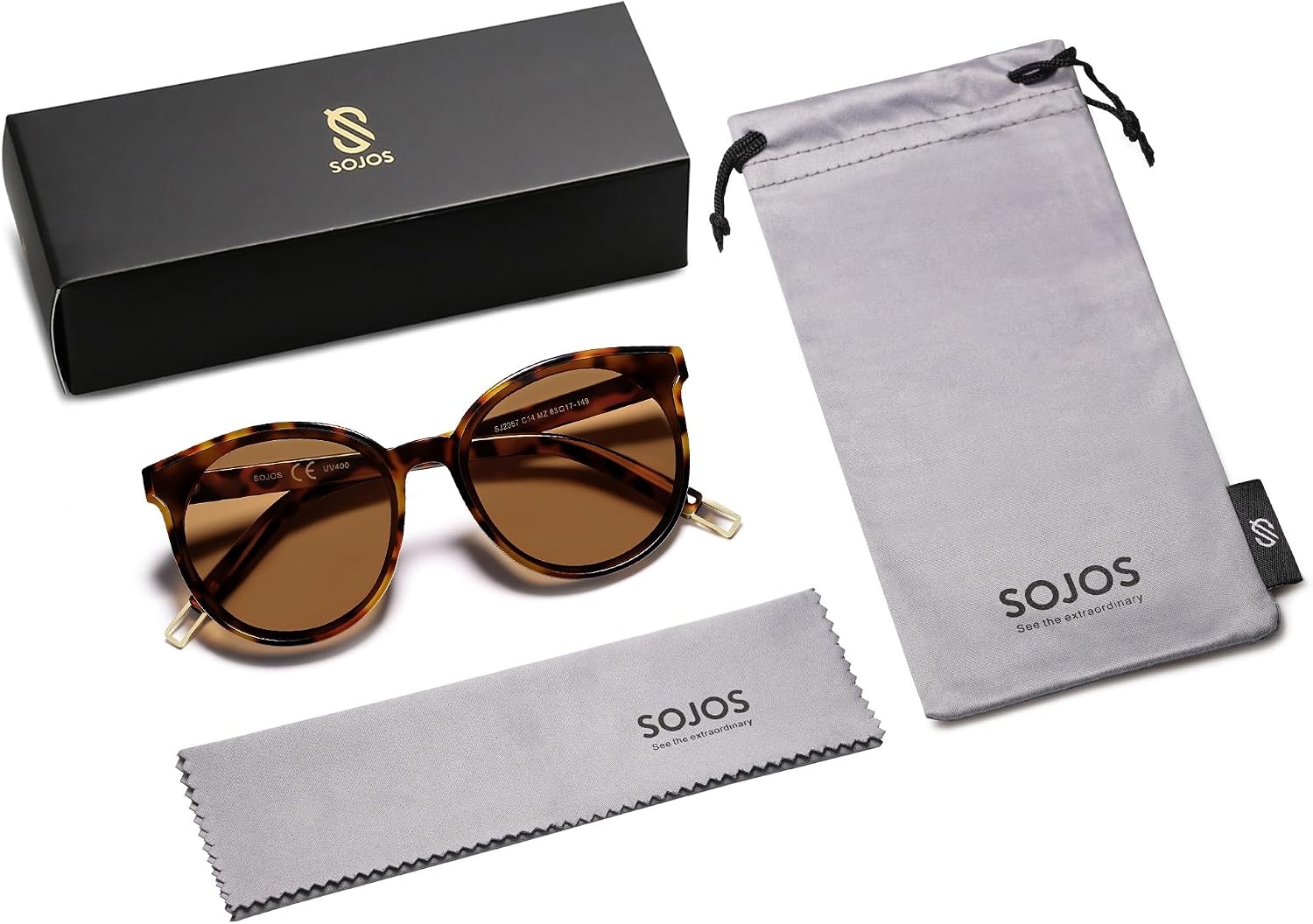 image:imageSOJOS Fashion Round Sunglasses for Women Men Oversized Vintage Shades SJ2057TortoiseBrown
