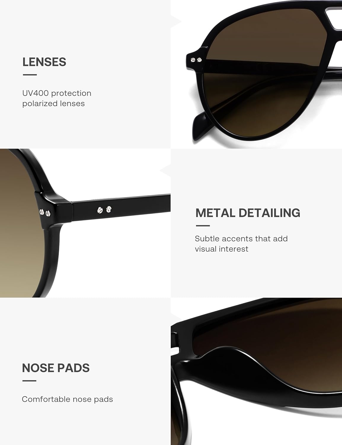 image:imageSOJOS Oversized Retro Aviator Sunglasses for Women Men Tangle Free Classic Vintage 70s Shades SJ2665BlackGrey