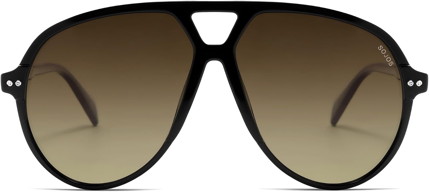 image:imageSOJOS Oversized Retro Aviator Sunglasses for Women Men Tangle Free Classic Vintage 70s Shades SJ2665BlackGrey