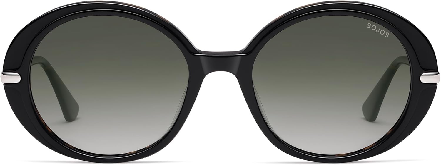 image:imageSOJOS Oversized Round Sunglasses for Women Polarized Lenses Acetate Frame Retro Vintage Sun Glasses OdetteBlackGradient Grey