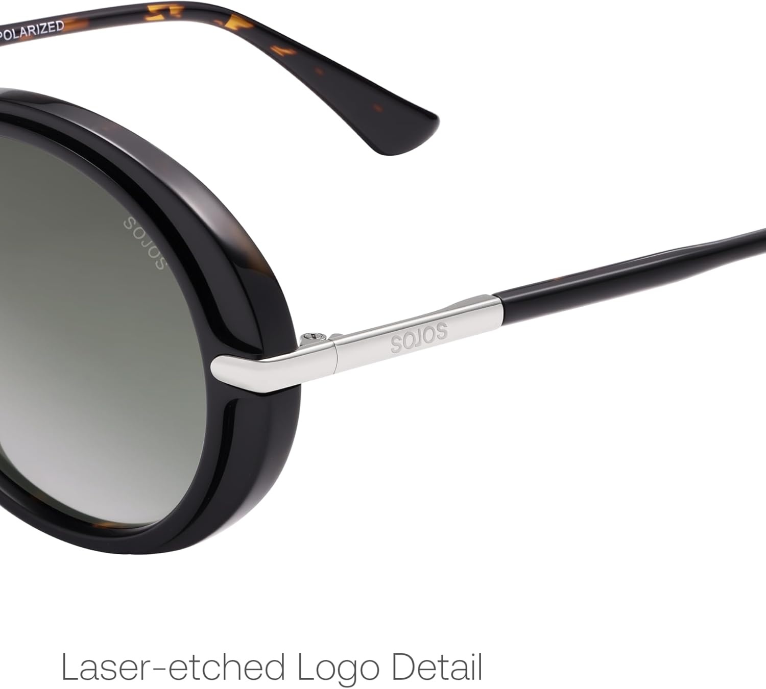 image:imageSOJOS Oversized Round Sunglasses for Women Polarized Lenses Acetate Frame Retro Vintage Sun Glasses OdetteBlackGradient Grey