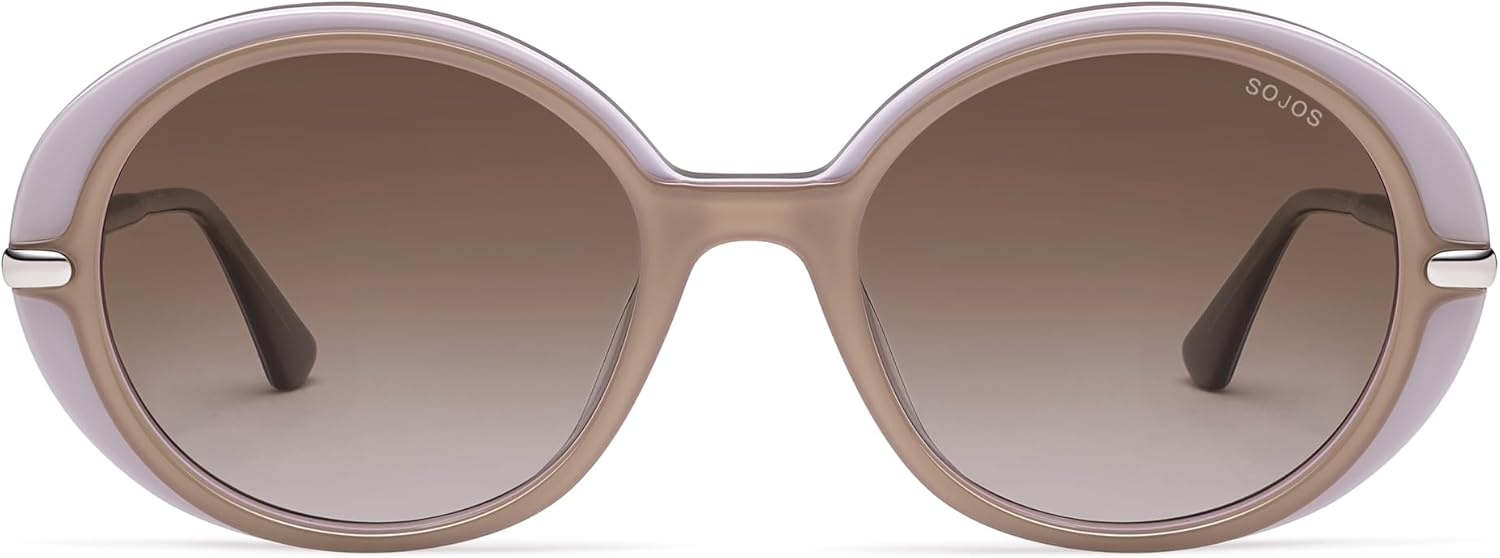 image:imageSOJOS Oversized Round Sunglasses for Women Polarized Lenses Acetate Frame Retro Vintage Sun Glasses OdettePurpleGradient Brown