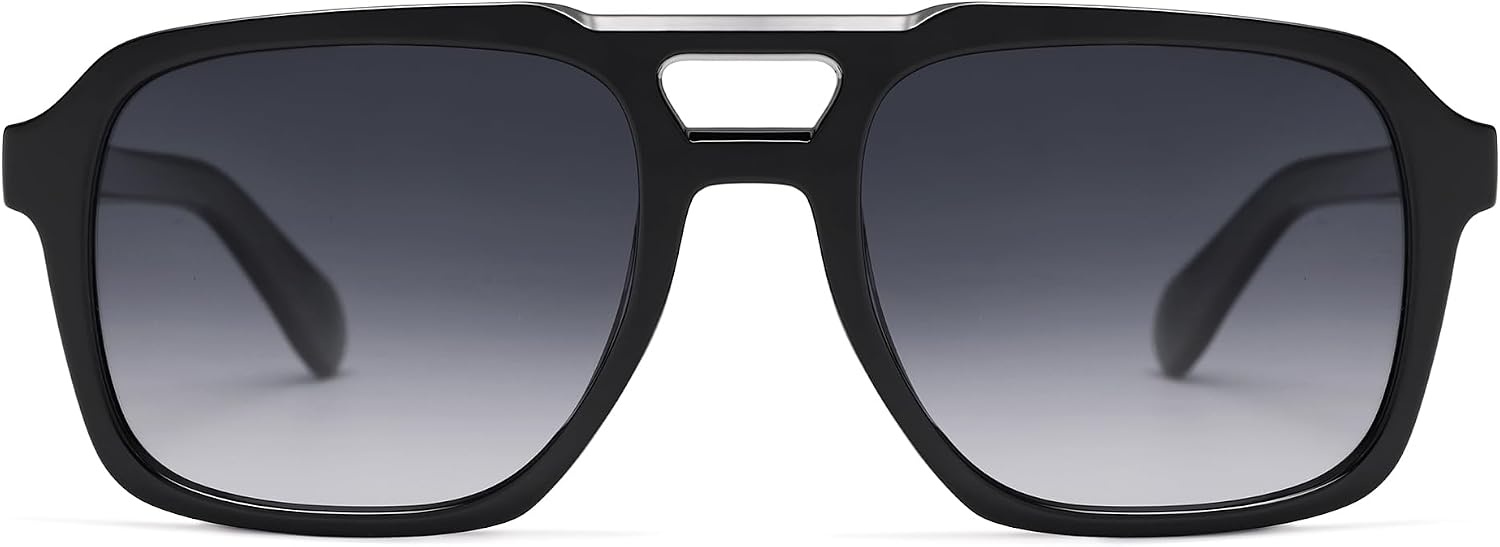 image:imageSOJOS Retro Aviator Polarized Sunglasses For Women Men Womens Oversized Thick Square Vintage 70s Sun Glasses SJ2330Black Grey Grading