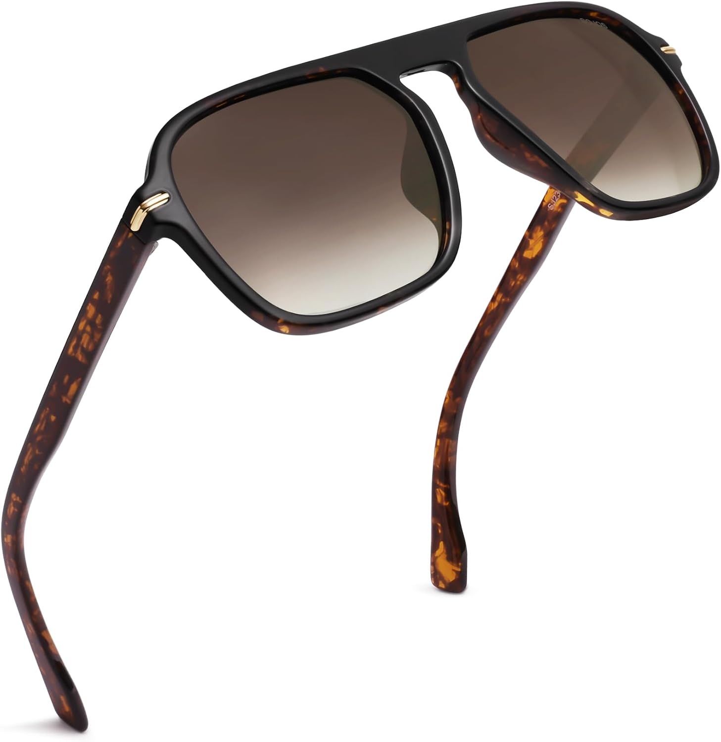 image:imageSOJOS Retro Aviator Polarized Sunglasses for Men Women Trendy Vintage Square Pilot Mens Shades SJ2370Tortoise Frame Brown Grading Lens