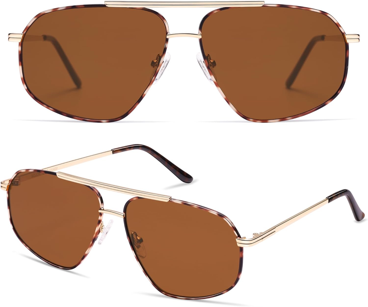 image:imageSOJOS Retro Hexagon Aviator Sunglasses for Women Men Trendy Vintage UV400 Protection Shades SJ1200TortoiseBrown