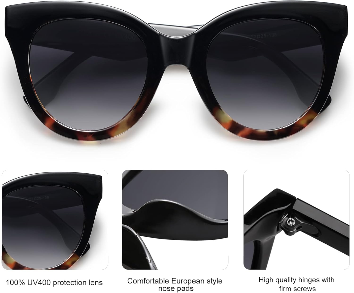 image:imageSOJOS Retro Oversized Cateye Sunglasses for Women Large Vintage Trendy Shades SJ2074BlacktortoiseGrey