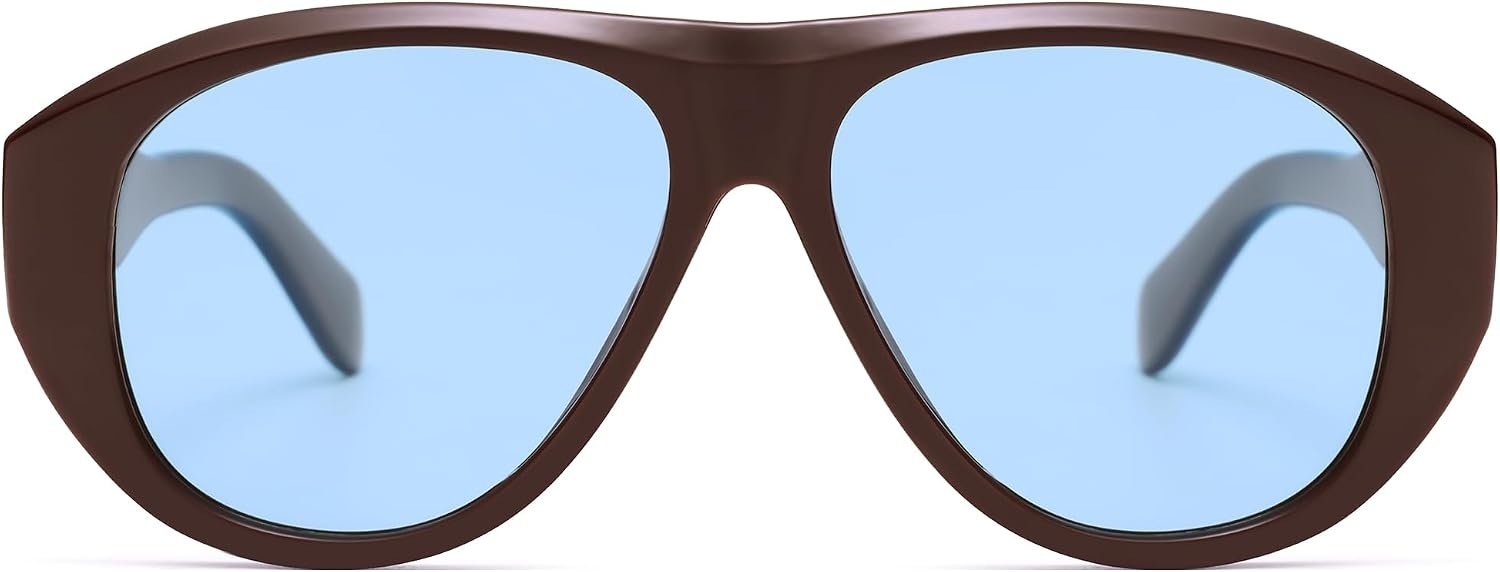 image:imageSOJOS Retro Oversized Polarized Aviator Sunglasses for Women Men Vintage 70s Style UV Protection Sunnies SJ2328Antique BrownAntique Blue