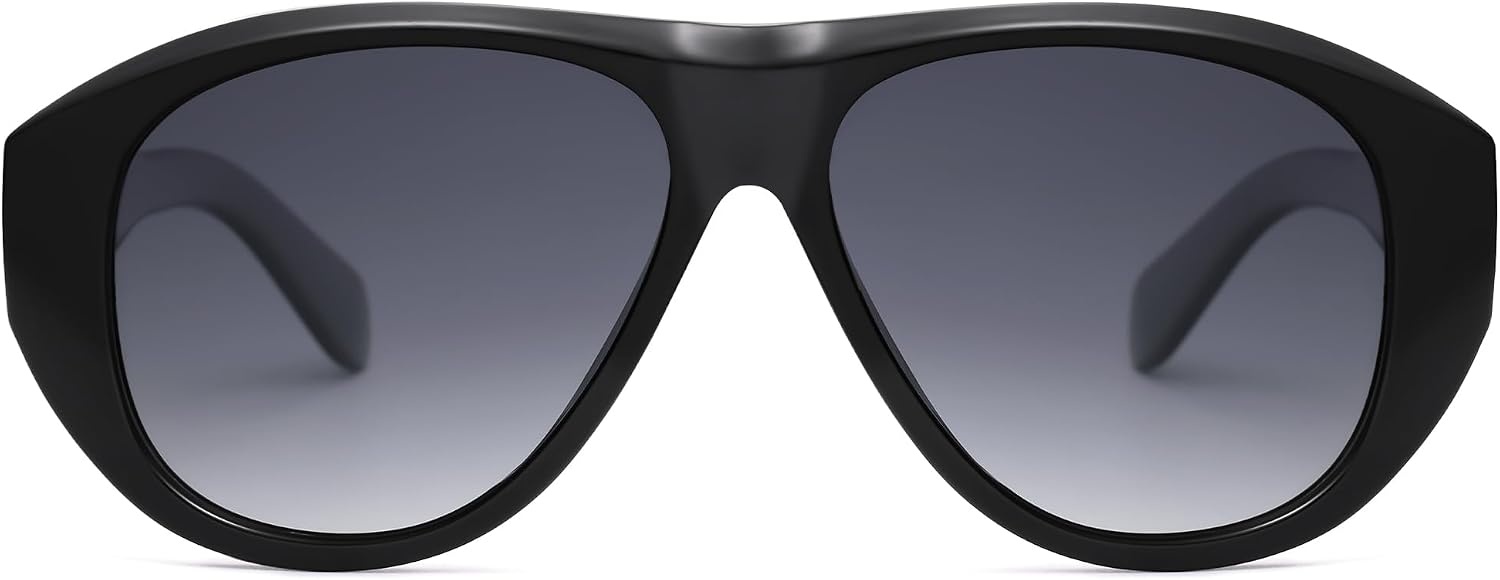 image:imageSOJOS Retro Oversized Polarized Aviator Sunglasses for Women Men Vintage 70s Style UV Protection Sunnies SJ2328Bright BlackGrey Grading