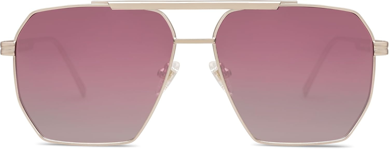 image:imageSOJOS Retro Oversized Square Polarized Sunglasses for Women Men Vintage Shades Classic Large Metal Sun GlassesPale Gold