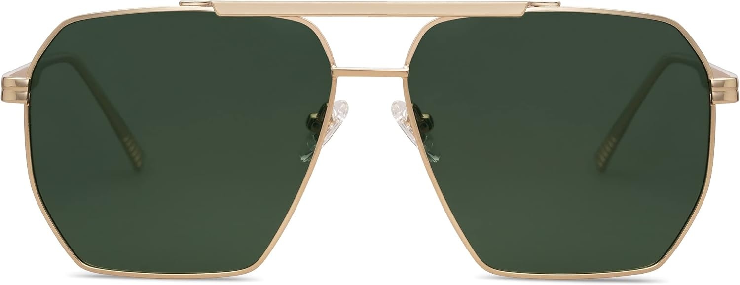 image:imageSOJOS Retro Oversized Square Polarized Sunglasses for Women Men Vintage Shades Classic Large Metal Sun GlassesSgold