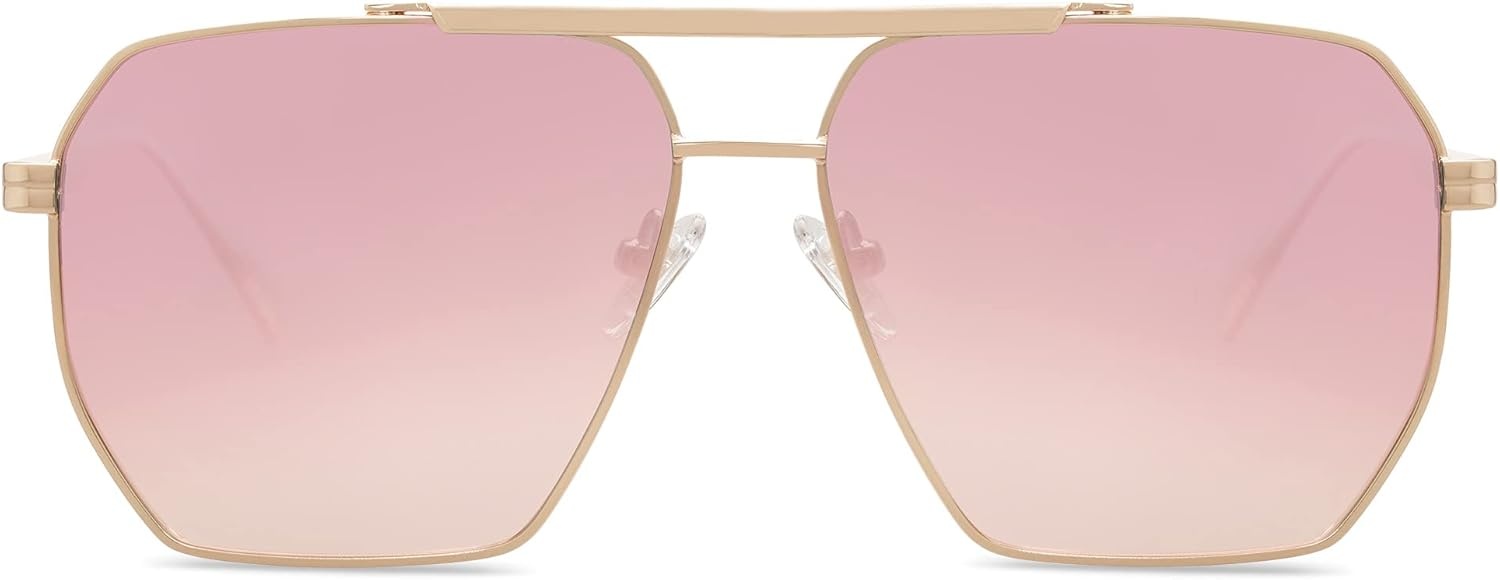 image:imageSOJOS Retro Oversized Square Polarized Sunglasses for Women Men Vintage Shades Classic Large Metal Sun GlassesShiny Gold