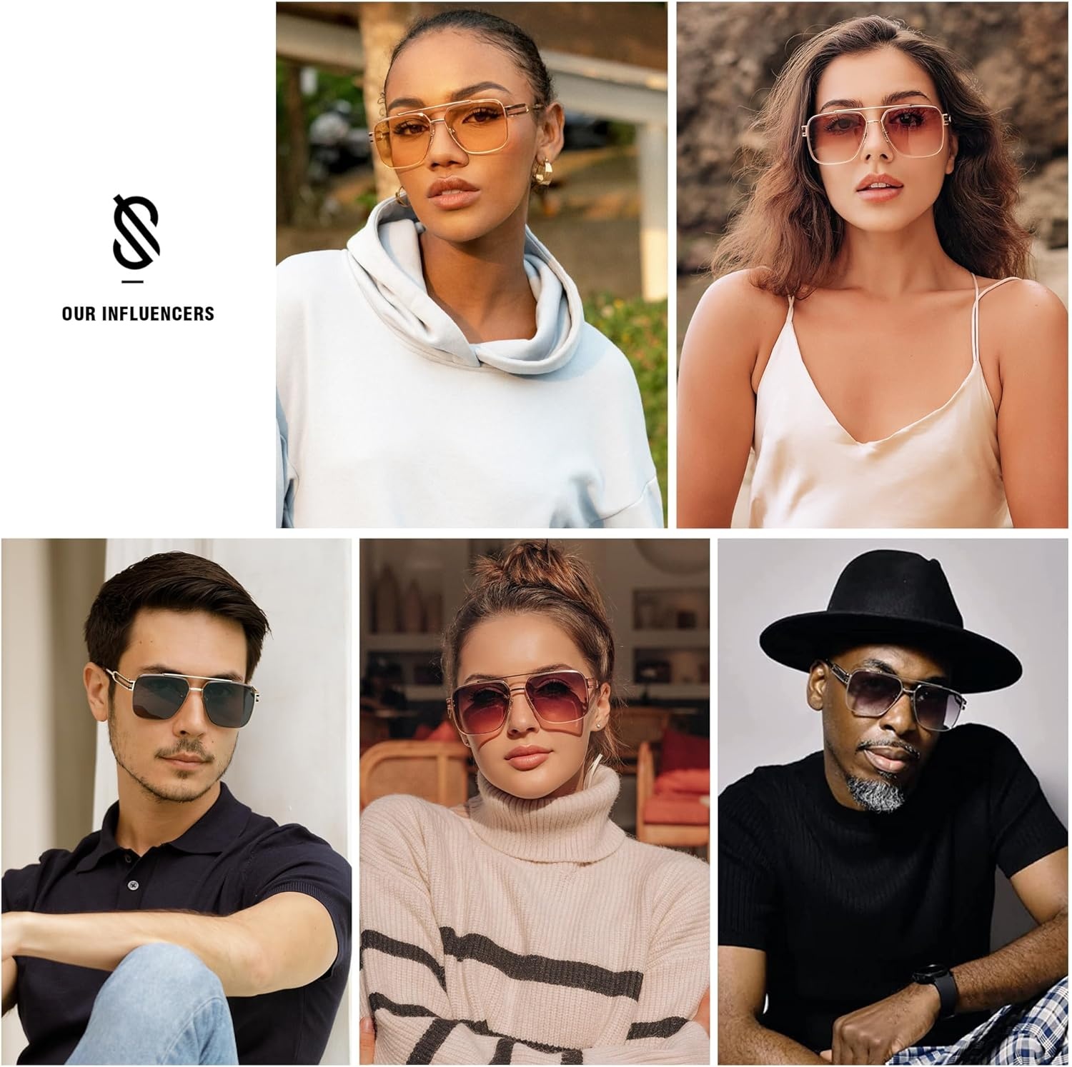 image:imageSOJOS Retro Oversized Square Sunglasses for Women Men Vintage Large Double Bridge Metal Frame Unisex Sunglasses SJ1180GoldGrey