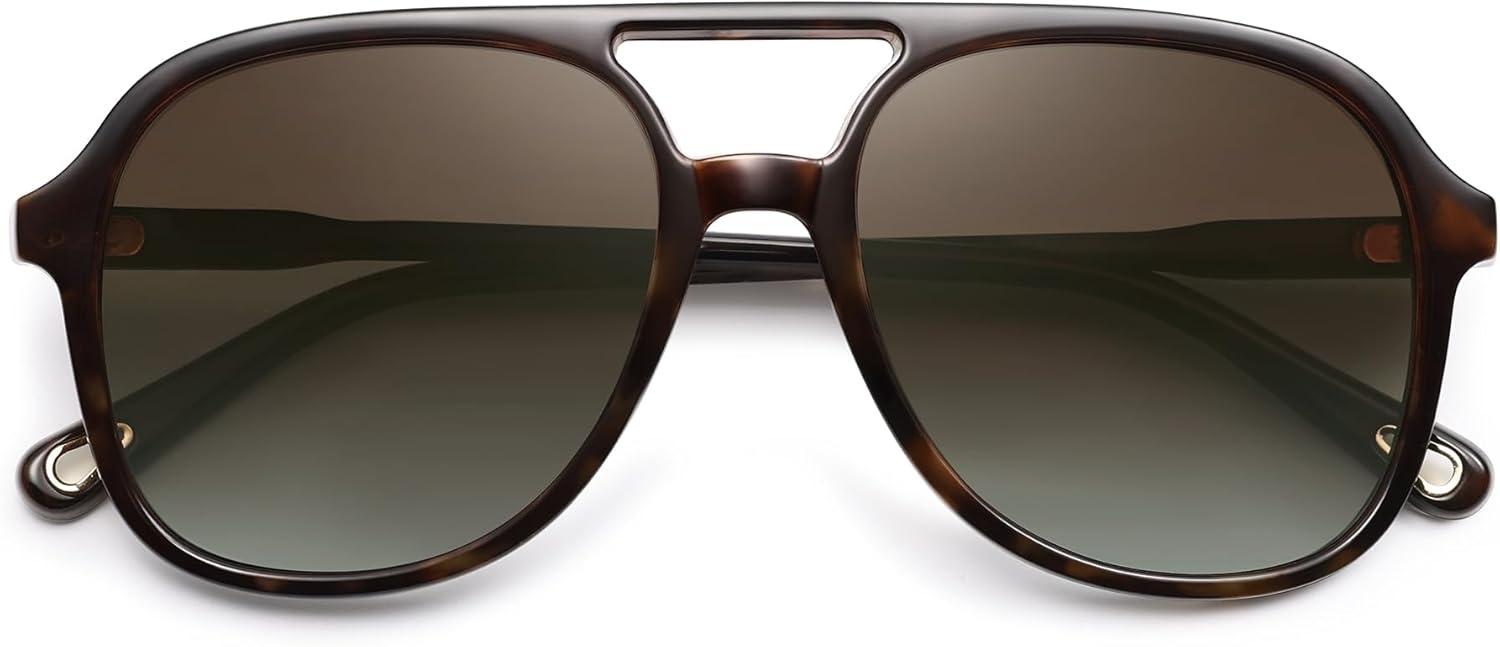 image:imageSOJOS Retro Polarized Aviator Sunglasses Womens Mens Classic 80s 90s Vintage Trendy Square Aviators SJ2174Dark TortoiseBrown