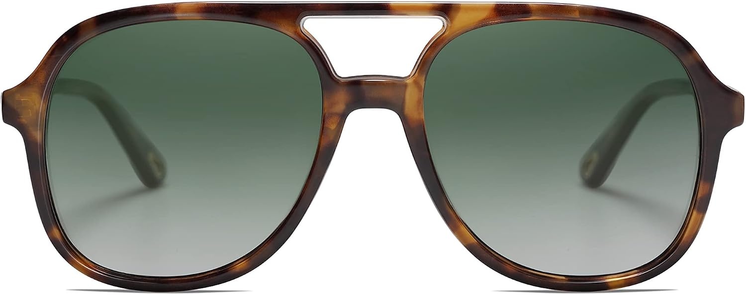 image:imageSOJOS Retro Polarized Aviator Sunglasses Womens Mens Classic 80s 90s Vintage Trendy Square Aviators SJ2174Dark TortoiseGradient Green
