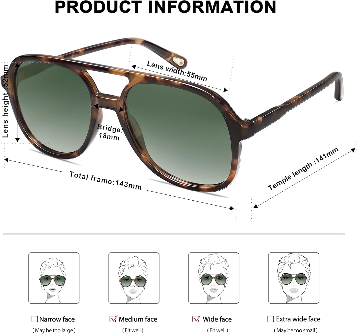 image:imageSOJOS Retro Polarized Aviator Sunglasses Womens Mens Classic 80s 90s Vintage Trendy Square Aviators SJ2174Dark TortoiseGradient Green