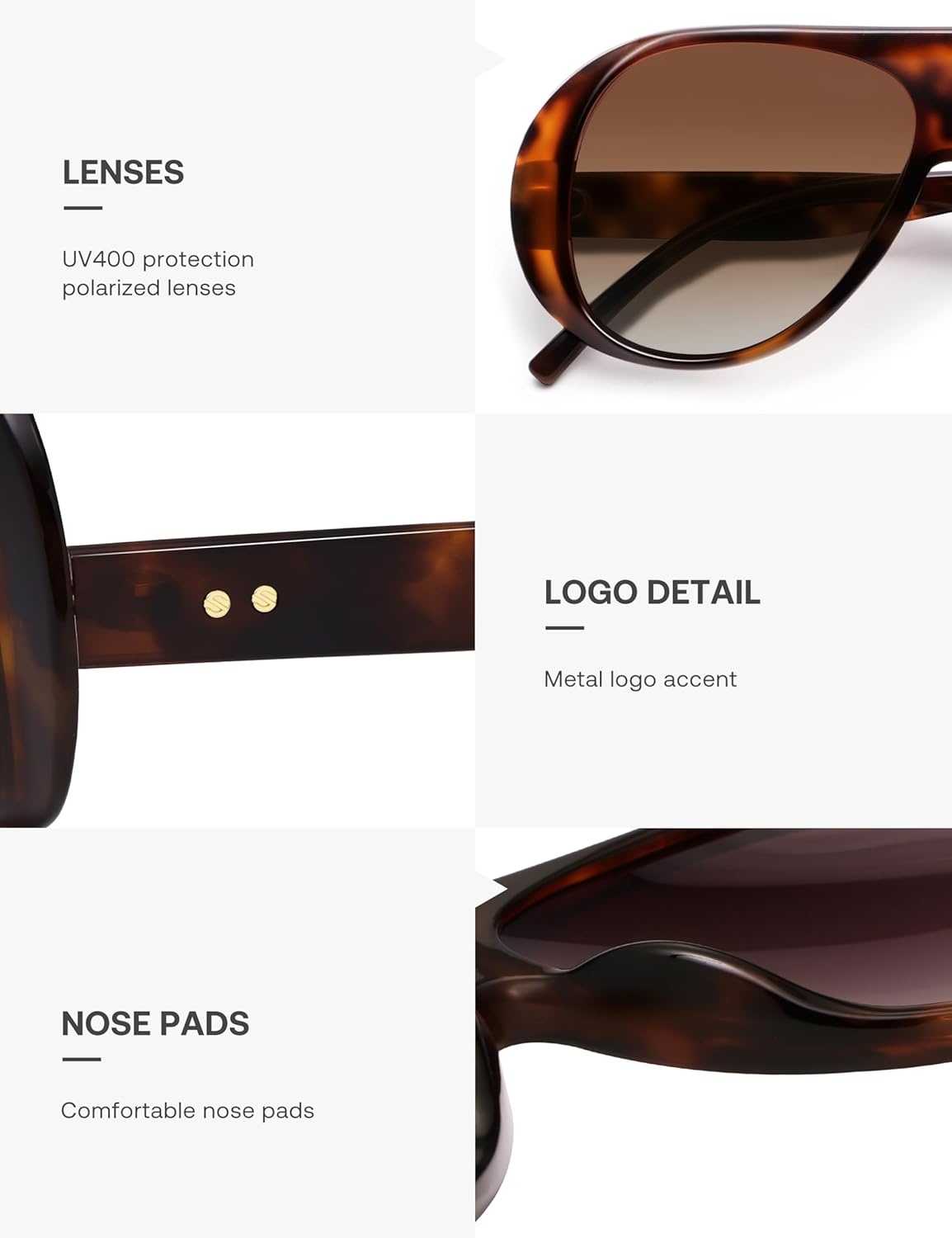 image:imageSOJOS Retro Polarized Oversized 90s Aviator Sunglasses Womens Men Trendy Vintage Square Shades SJ2661Brown Frame Yellow Lens