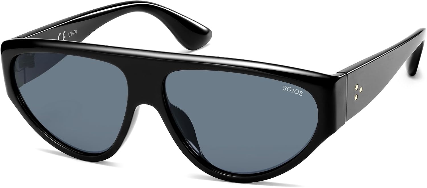 image:imageSOJOS Trendy Oversized Polarized Aviator Sunglasses Womens Mens Large 80s 90s Retro Vintage Shades SJ2705BlackGreyish Blue