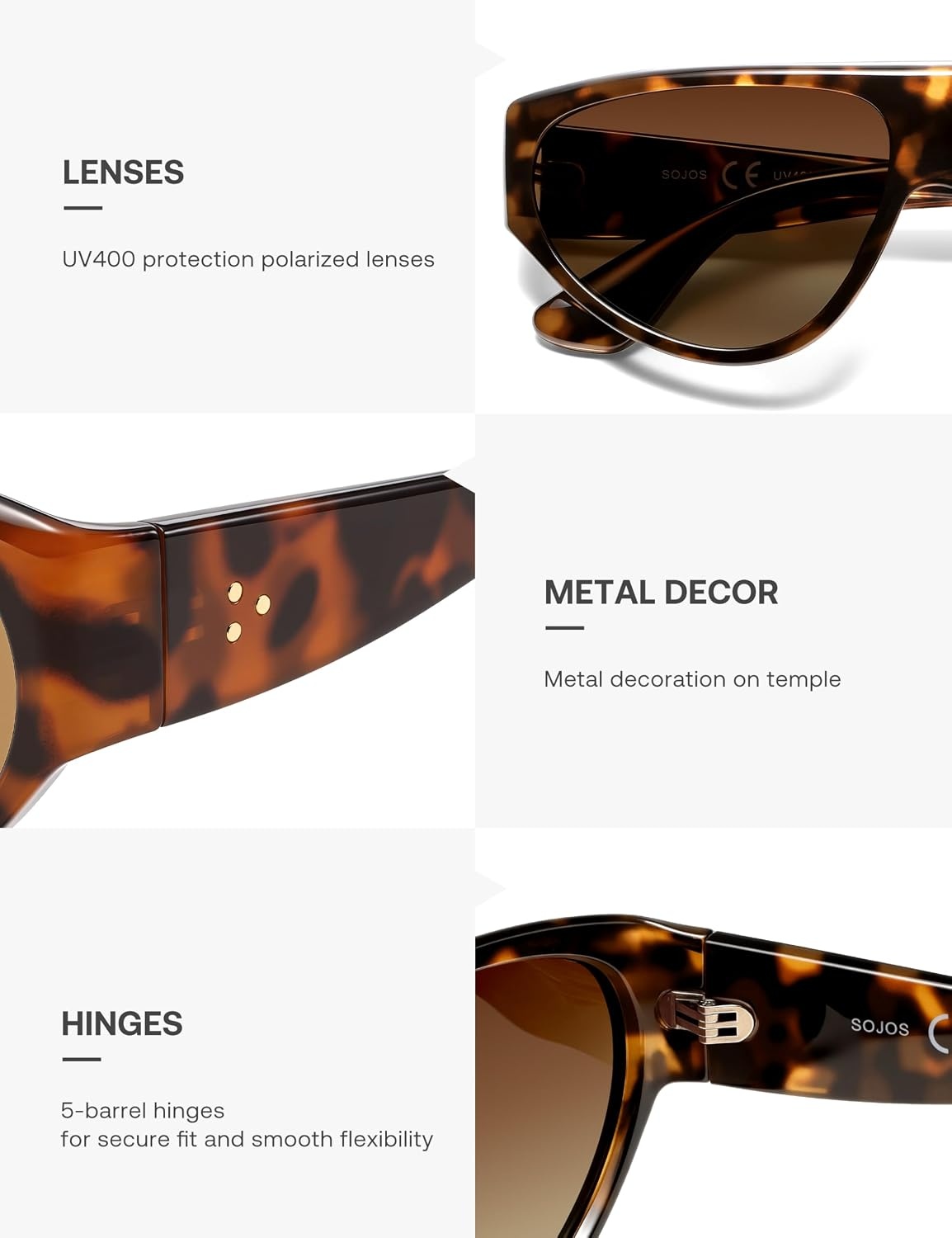 image:imageSOJOS Trendy Oversized Polarized Aviator Sunglasses Womens Mens Large 80s 90s Retro Vintage Shades SJ2705Brown TortoiseGradient Brown