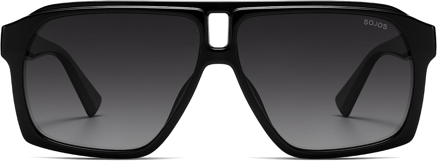 image:imageSOJOS Trendy Polarized Aviator Sunglasses for Women MenFashion Square Aviators Shades Vintage Style UV400 Protected SJ2699Black