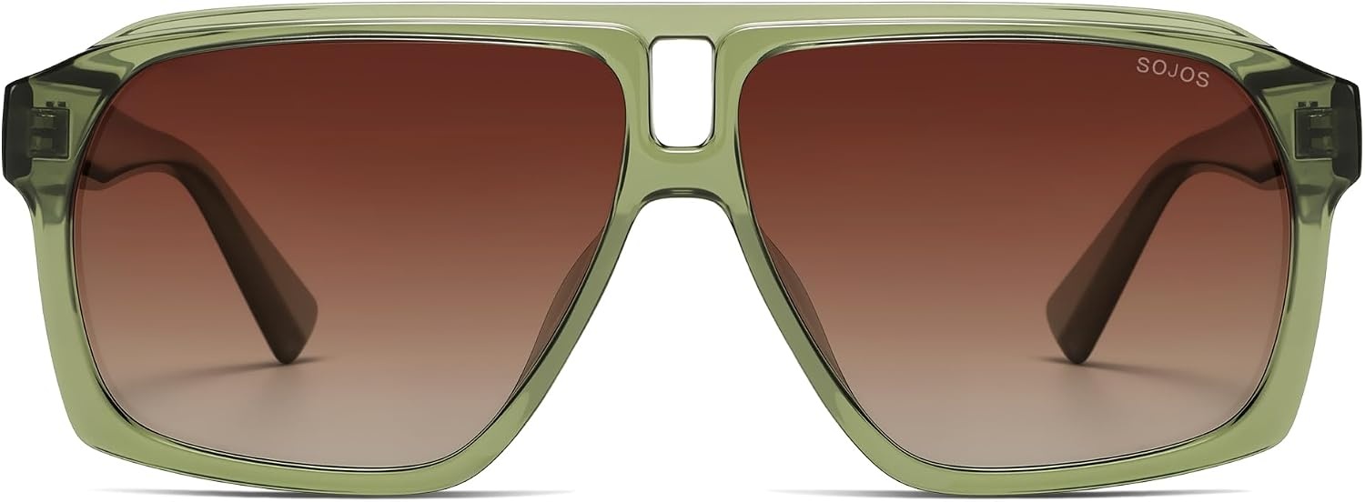 image:imageSOJOS Trendy Polarized Aviator Sunglasses for Women MenFashion Square Aviators Shades Vintage Style UV400 Protected SJ2699Green