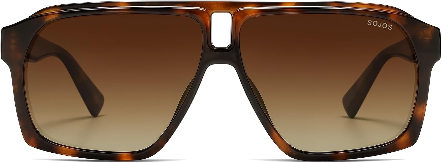 image:imageSOJOS Trendy Polarized Aviator Sunglasses for Women MenFashion Square Aviators Shades Vintage Style UV400 Protected SJ2699Tortoise