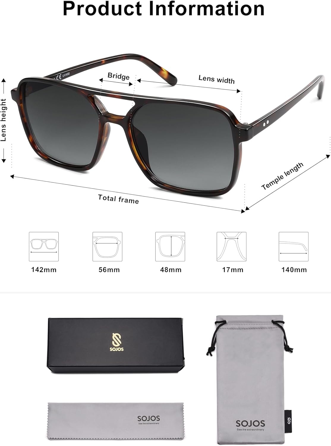 image:imageSOJOS Trendy Vintage Aviator Square Sunglasses For Womens Mens Retro 70s UV400 Women Sun Glasses SJ2327TortoiseGrey Grading