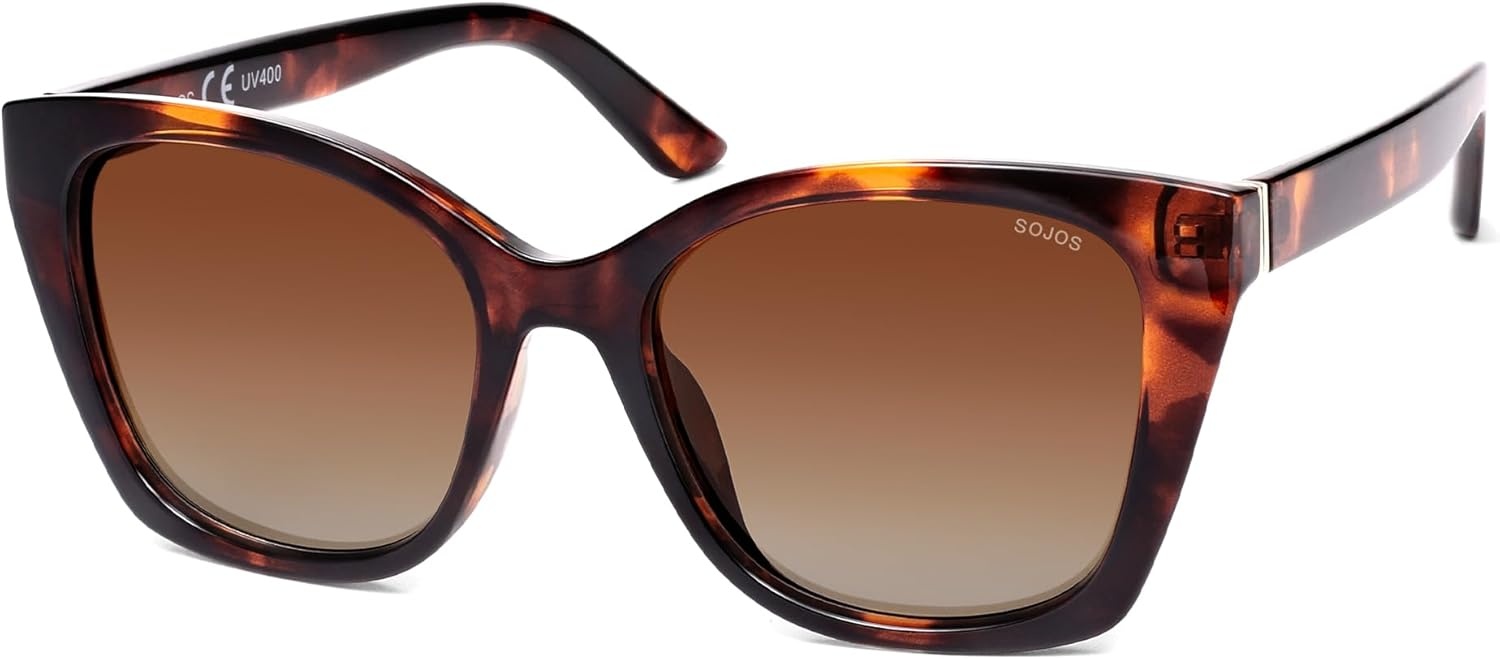 image:imageSOJOS Vintage Oversized Cateye Sunglasses Womens UV400 Large Designer Shades Lentes De Sol Para Mujer SJ2634Yellow TortoiseBrown Lens