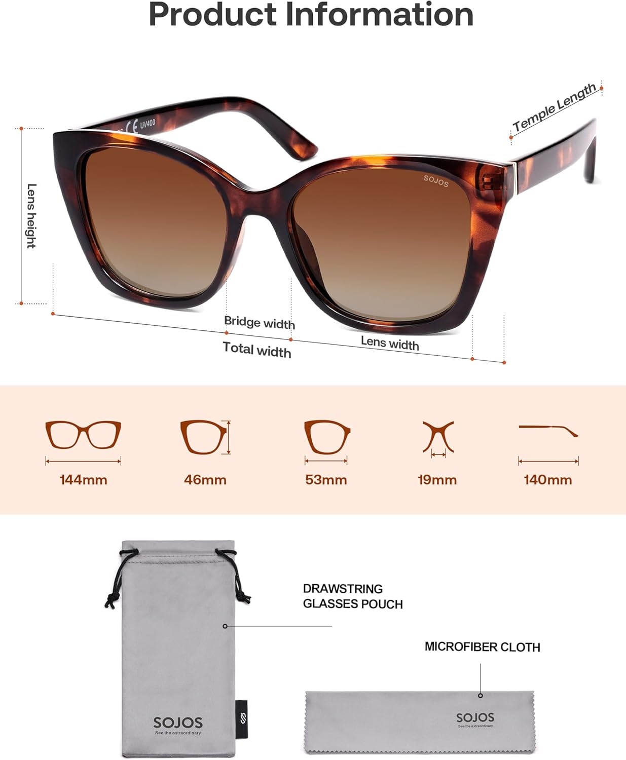 image:imageSOJOS Vintage Oversized Cateye Sunglasses Womens UV400 Large Designer Shades Lentes De Sol Para Mujer SJ2634Yellow TortoiseBrown Lens