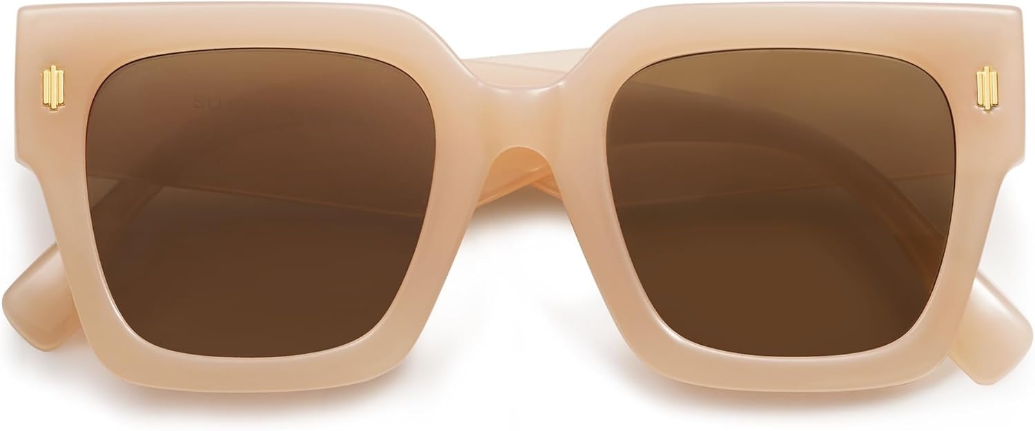 image:imageSOJOS Vintage Oversized Square Sunglasses for WomenRetro Womens Luxury Big Large Sun Glasses UV400 SJ2194Cream FrameBrown Lens