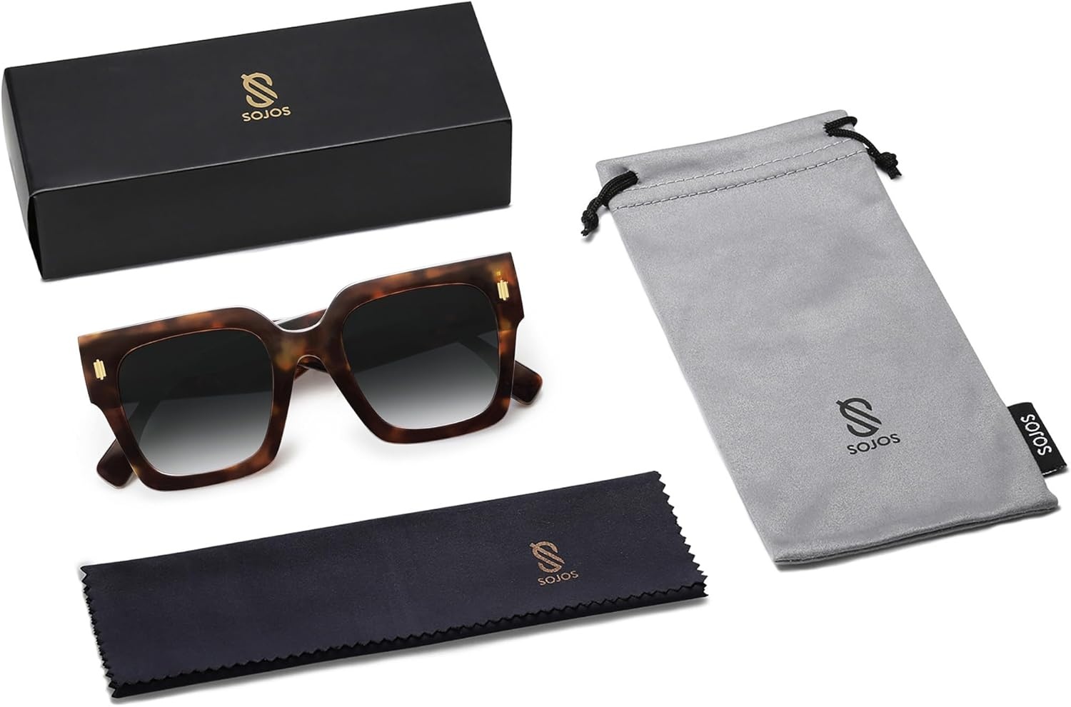 image:imageSOJOS Vintage Oversized Square Sunglasses for WomenRetro Womens Luxury Big Large Sun Glasses UV400 SJ2194Leopard FrameGrey Grading Lens