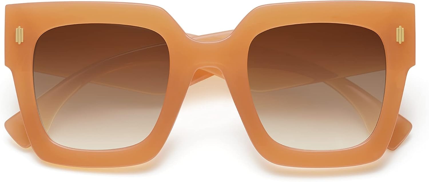 image:imageSOJOS Vintage Oversized Square Sunglasses for WomenRetro Womens Luxury Big Large Sun Glasses UV400 SJ2194Milky Orange FrameBrown Grading Lens