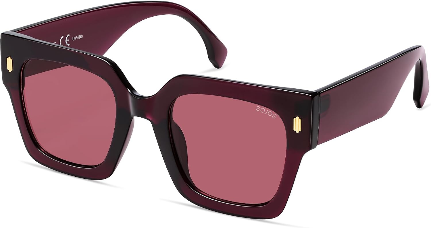 image:imageSOJOS Vintage Oversized Square Sunglasses for WomenRetro Womens Luxury Big Large Sun Glasses UV400 SJ2194PurplePurple