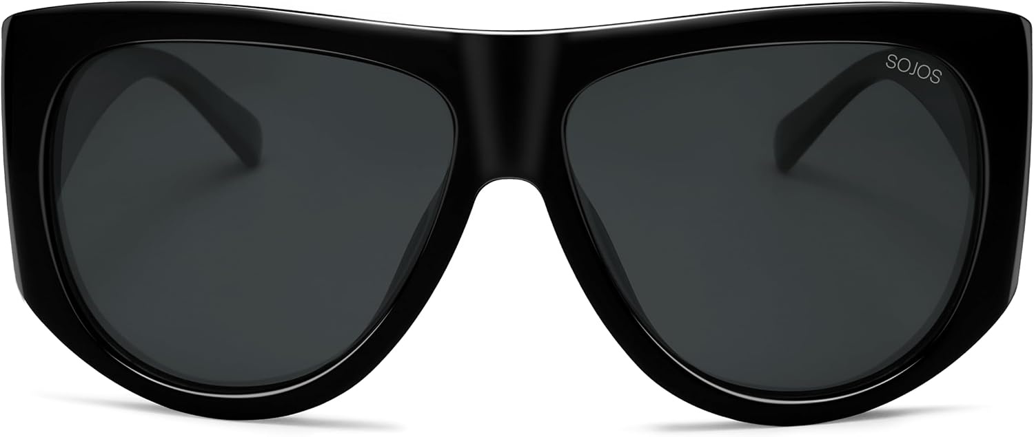 image:imageSOJOS Vintage Retro Oversized Big Aviator Polarized Sunglasses Womens Men SJ2615Black Frame Grey Lens