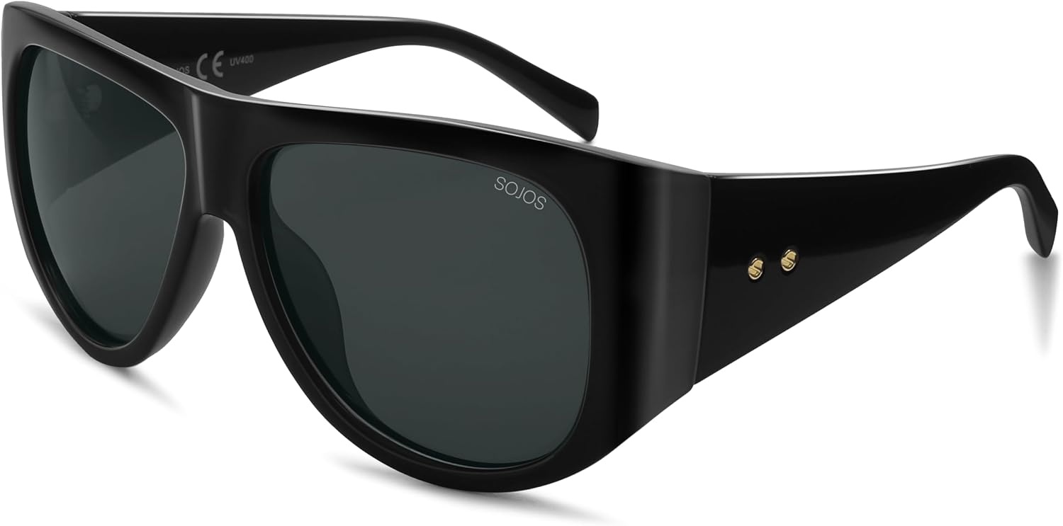 image:imageSOJOS Vintage Retro Oversized Big Aviator Polarized Sunglasses Womens Men SJ2615Black Frame Grey Lens