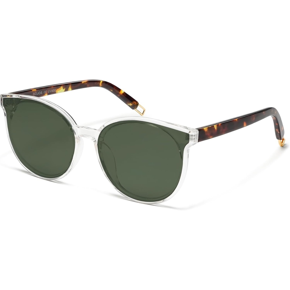 image:imageSOJOS Fashion Round Sunglasses for Women Men Oversized Vintage Shades SJ2057ClearGreen