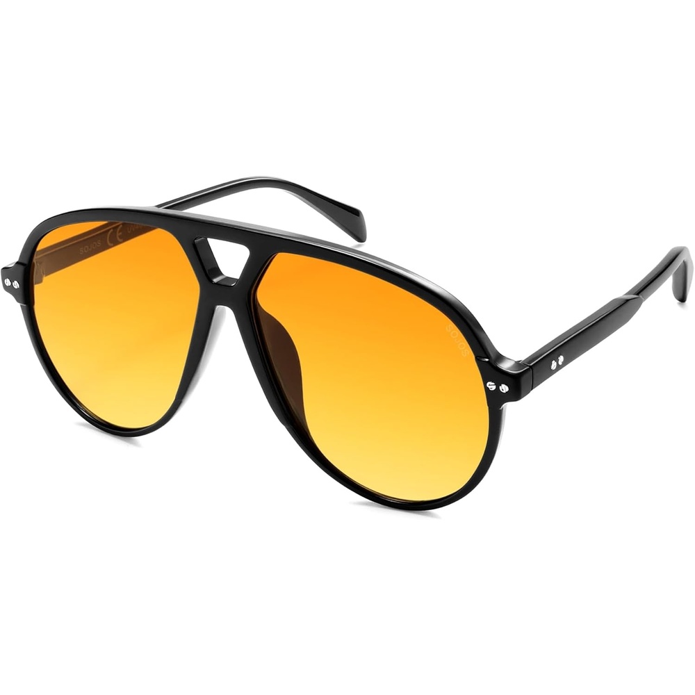 image:imageSOJOS Oversized Retro Aviator Sunglasses for Women Men Tangle Free Classic Vintage 70s Shades SJ2665BlackYellow