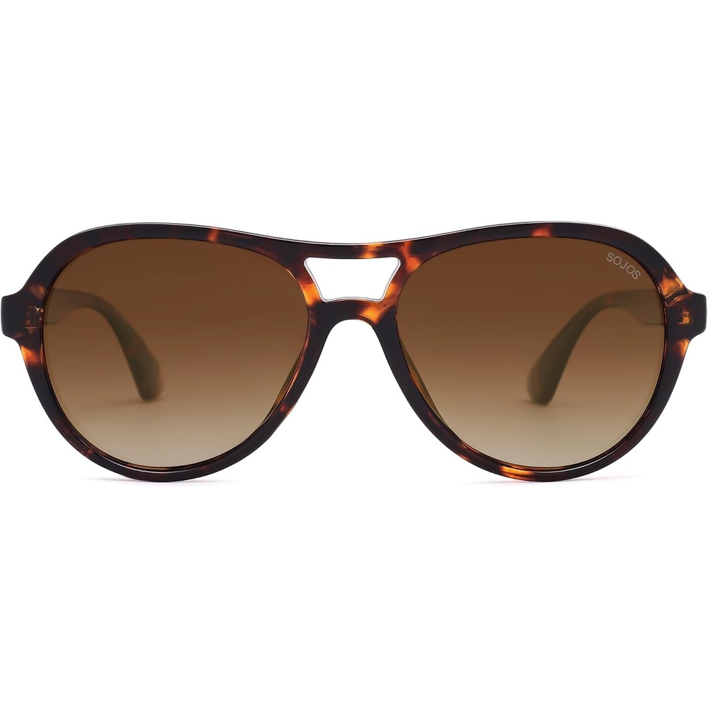 image:imageSOJOS Retro Aviator Polarized Sunglasses for Women Men Vintage 70s Style UV Protection Womens Mens Sun Glasses SJ2646Brown TortoiseBrown Grading