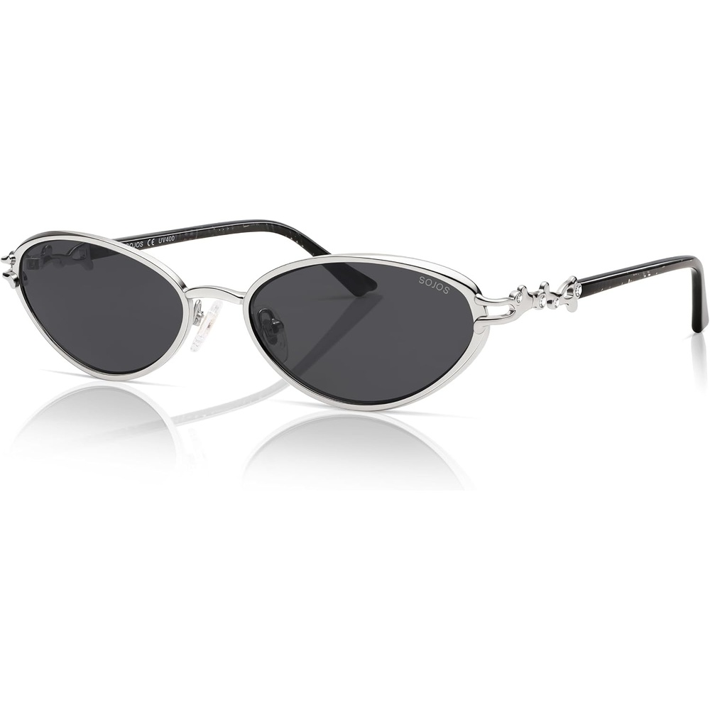image:imageSOJOS Retro Cat Eye Sunglasses Women Men Acetate Metal Frame Trendy Designer UV400 Sun Glasses Staghorn CoralGoldGrey