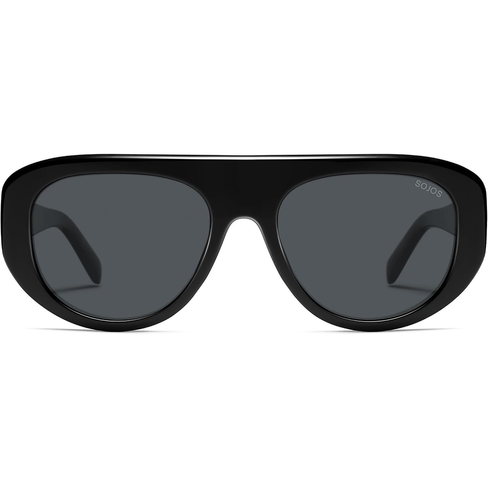 image:imageSOJOS Retro Oversized Aviator Polarized Sunglasses for Women Trendy Shades Vintage Style Chic Sun Glasses SJ2706Black  Grey Lens