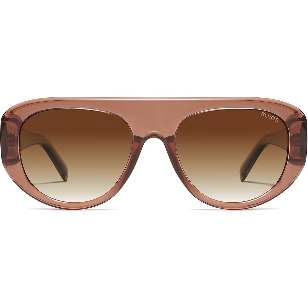 image:imageSOJOS Retro Oversized Aviator Polarized Sunglasses for Women Trendy Shades Vintage Style Chic Sun Glasses SJ2706Transparent Brown  Brown Lens