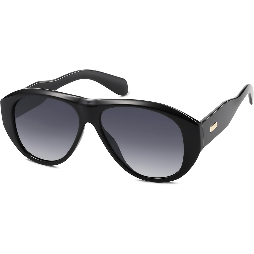image:imageSOJOS Retro Oversized Polarized Aviator Sunglasses for Women Men Vintage 70s Style UV Protection Sunnies SJ2328Bright BlackGrey Grading