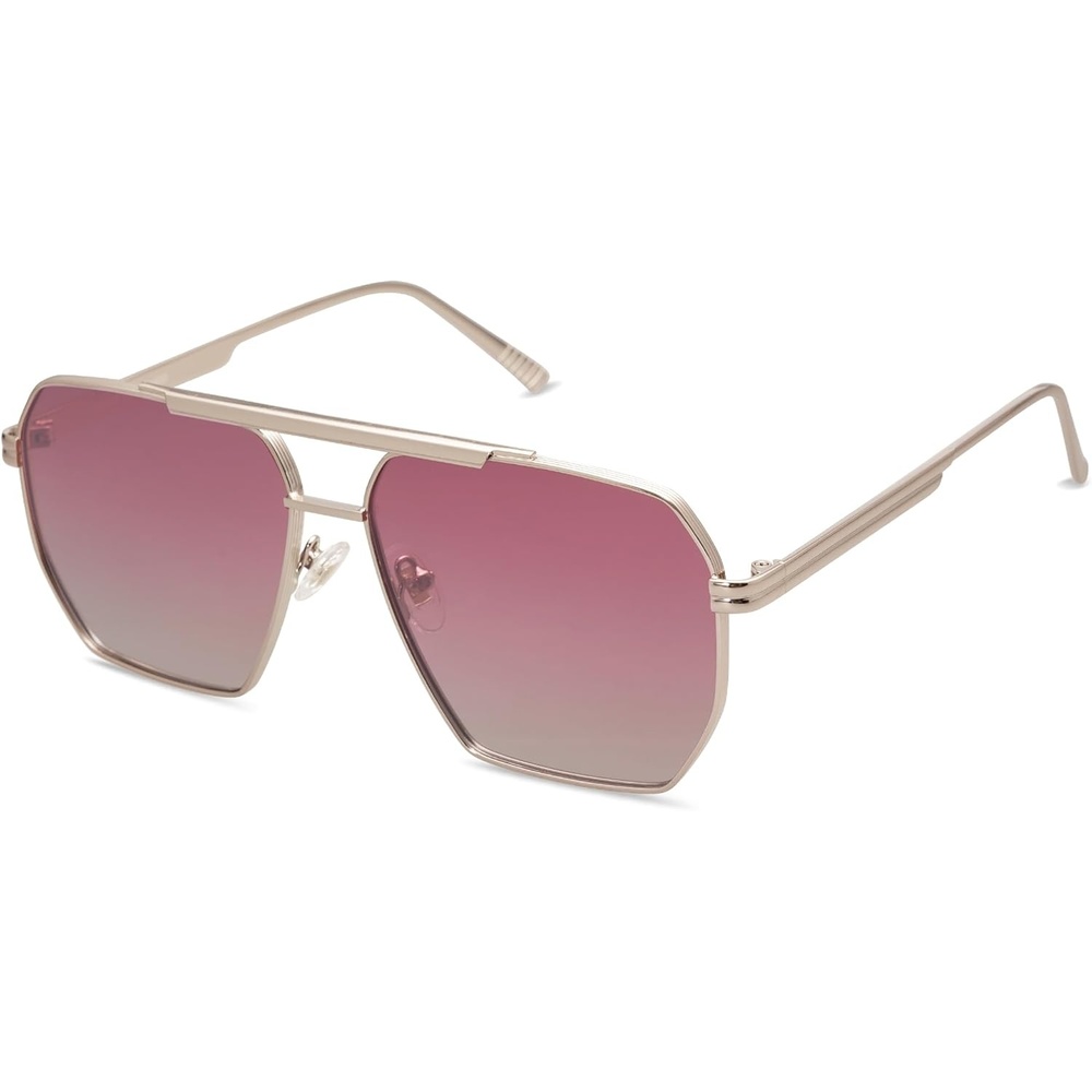 image:imageSOJOS Retro Oversized Square Polarized Sunglasses for Women Men Vintage Shades Classic Large Metal Sun GlassesPale Gold