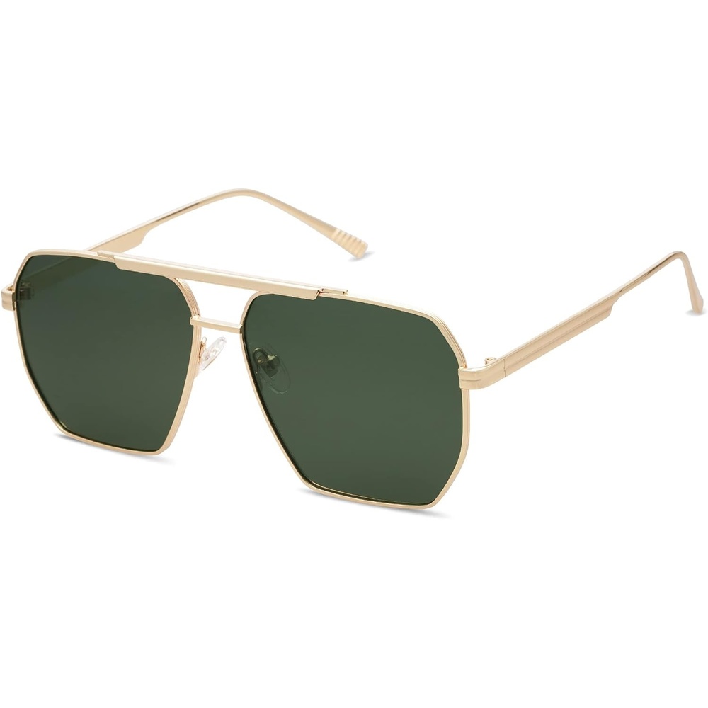 image:imageSOJOS Retro Oversized Square Polarized Sunglasses for Women Men Vintage Shades Classic Large Metal Sun GlassesSgold