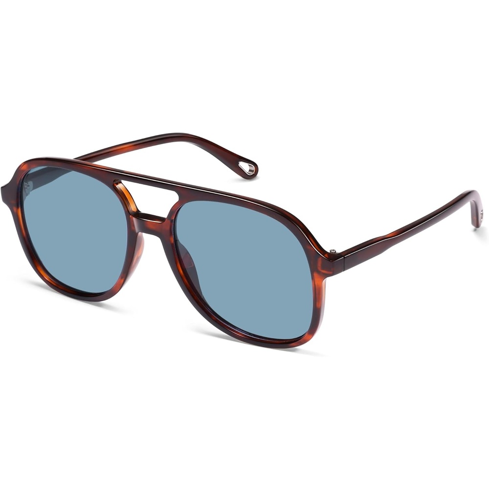 image:imageSOJOS Retro Polarized Aviator Sunglasses Womens Mens Classic 80s 90s Vintage Trendy Square Aviators SJ2174Reddish TortoiseGreyish Blue