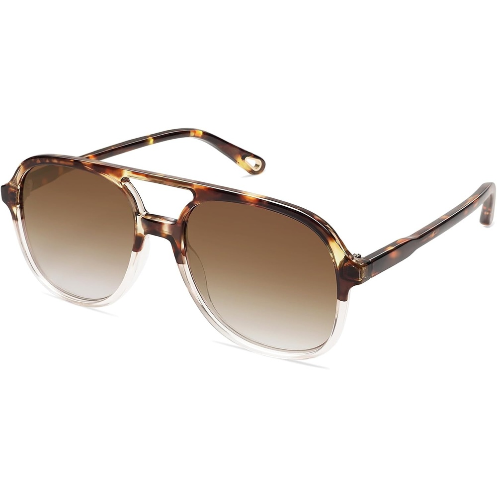 image:imageSOJOS Retro Polarized Aviator Sunglasses Womens Mens Classic 80s 90s Vintage Trendy Square Aviators SJ2174Tortoise Gradient BrownBrown