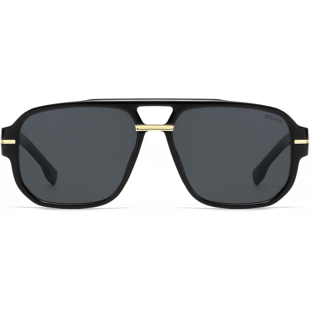 image:imageSOJOS Retro Square Aviator Sunglasses for Women Men 80s 90s Vintage Trendy Polarized Aviators SJ2692BlackGrey